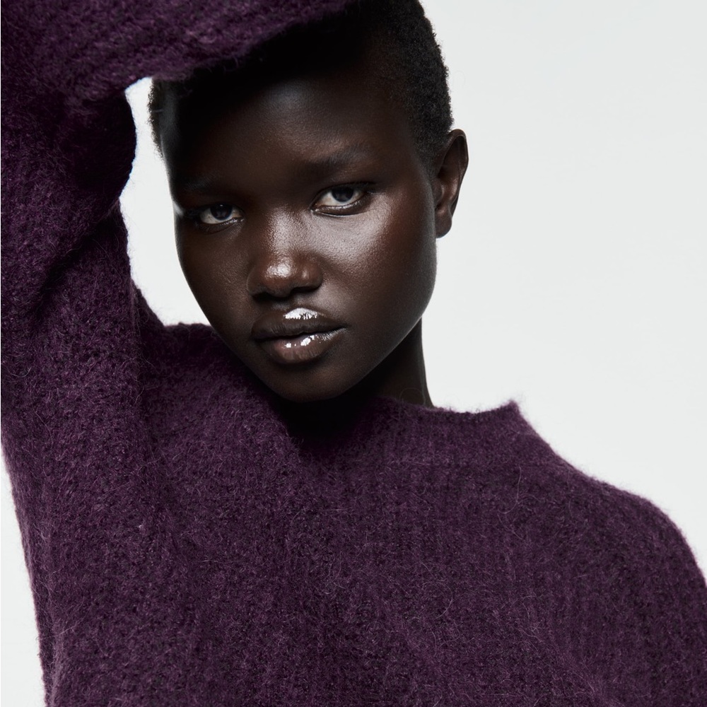 ZARA PURL KNIT SWEATER - PURPLE - M - Picture 2 of 12